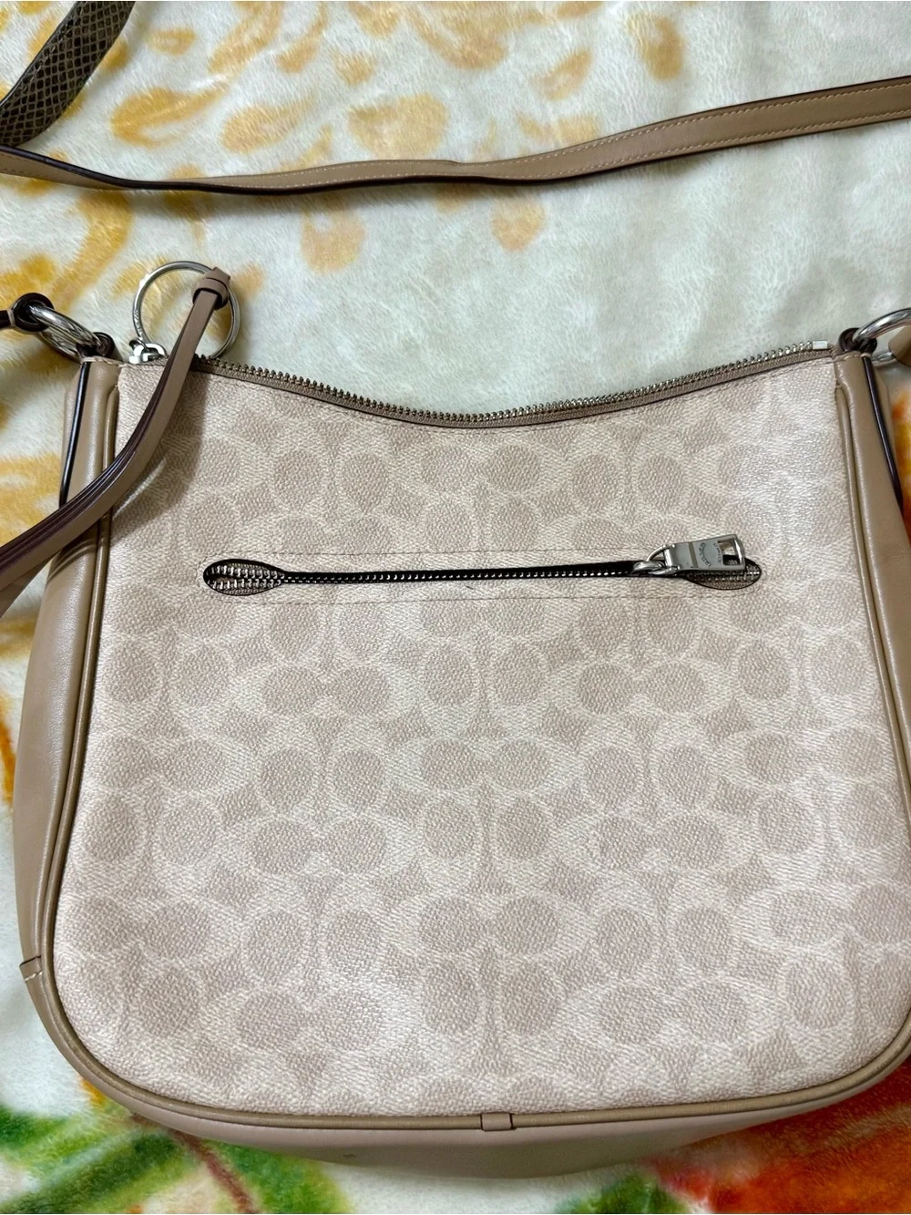 Coach Hobo Bag in Khaki and Tan Coated Canvas